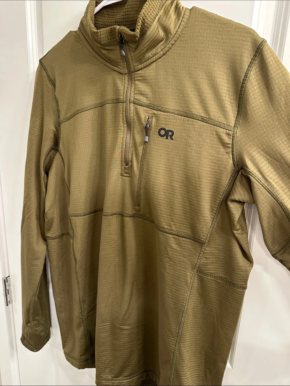 Outdoor Research Vigor Olive Green Quarter-Zip Pullover - men’s large